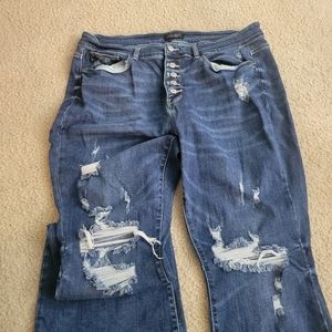 Judy blue trouser flare button fly distressed jeans